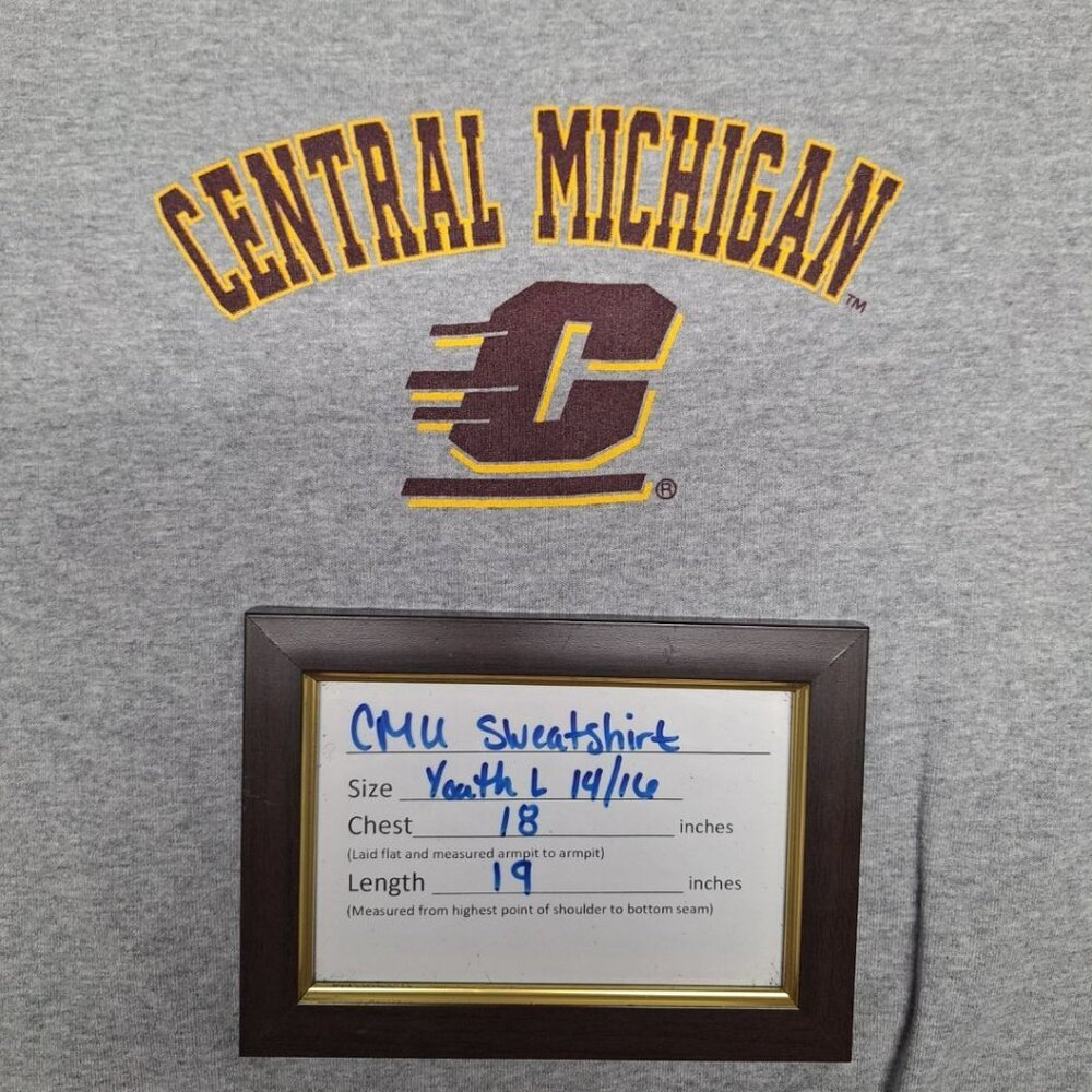 CMU Central‎ Michigan University Sweatshirt Youth Large 14 16 Fire Up Chippewas - Picture 3 of 6